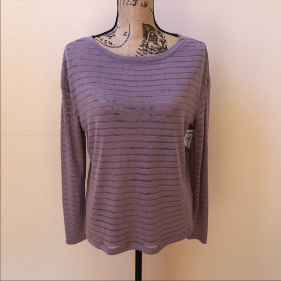 Stripe Sheer Boat Neck Top - Picture 1 of 8